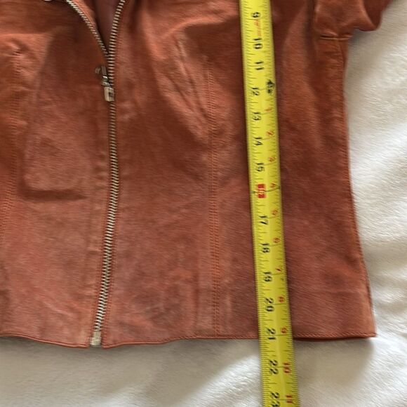 Vintage Rust Leather Suede bomber coat jacket women’s size large - Picture 8 of 10